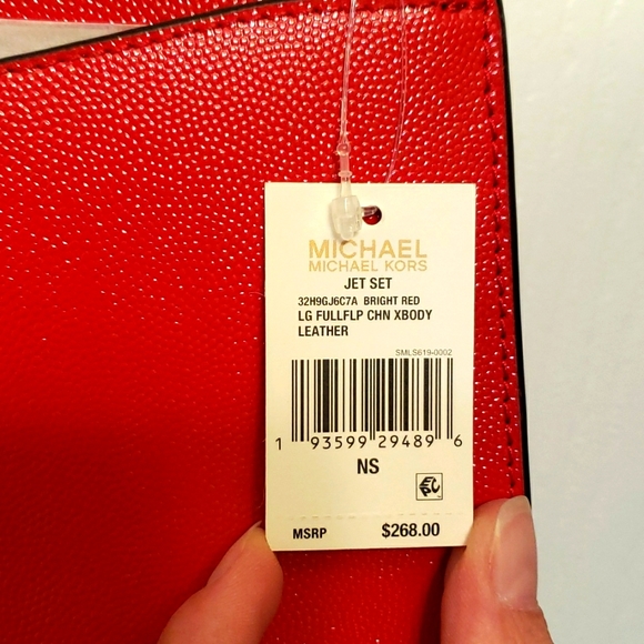 Michael Kors Jet Set bright red cross-body purse - Picture 8 of 14
